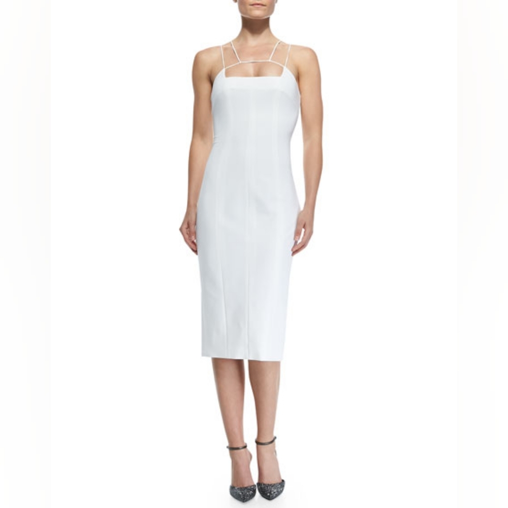 NWT CUSHNIE ET OCHS POWER STRETCH DRESS WITH STRUCTURED SPAGHETTI STRAPS SIZE 6